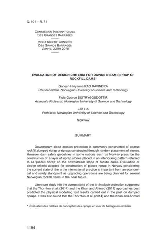 Evaluation of design criteria for downstream riprap of rockfill dams